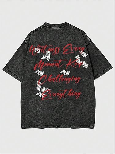 Milumia Men's Graphic T Shirt Figure Letter Print Short Sleeve Vintage Tee Tops