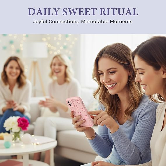 Case for iPhone 11, Pretty Pattern Design for Girls Women Silicone Cover, Soft TPU Material, Thicker Frame Shockproof Protective Girly Case for iPhone 11 (Pink Bow)