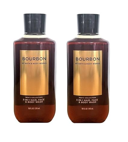 Bath and Body Works For Men Bourbon 3-in-1 Hair, Face & Body Wash - Value Pack lot of 2 - Full Size (Freshwater)