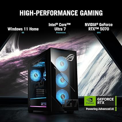 ASUS ROG G700 (2025) Gaming Desktop PC, Intel® Core™ Ultra 7 265KF Processor, NVIDIA® GeForce RTX™ 5070, 1TB M.2 NVMe™ PCIe® 4 SSD, 32GB DDR5 RAM, Windows...